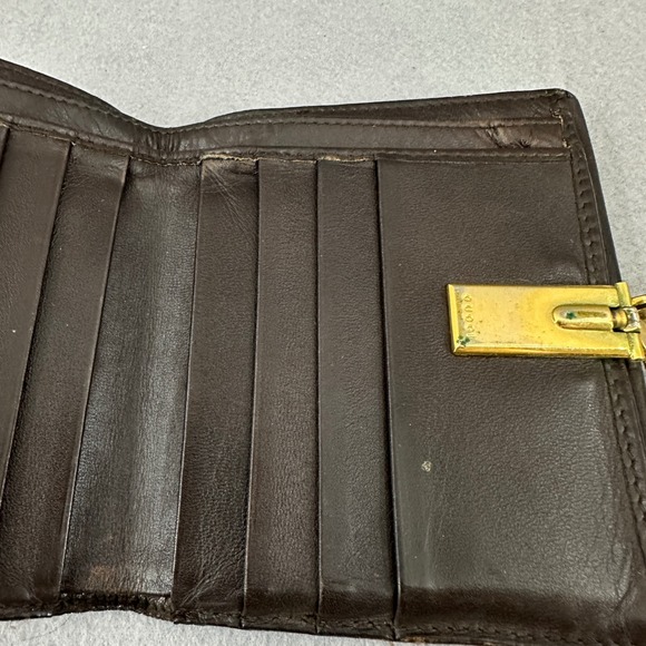 Gucci Leather Wallet Brown Snap Closure Bifold Coin Purse Vintage, flawed,‎ used - Picture 13 of 16